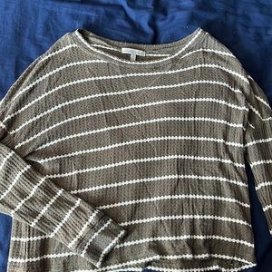 Striped crop long sleeve shirt